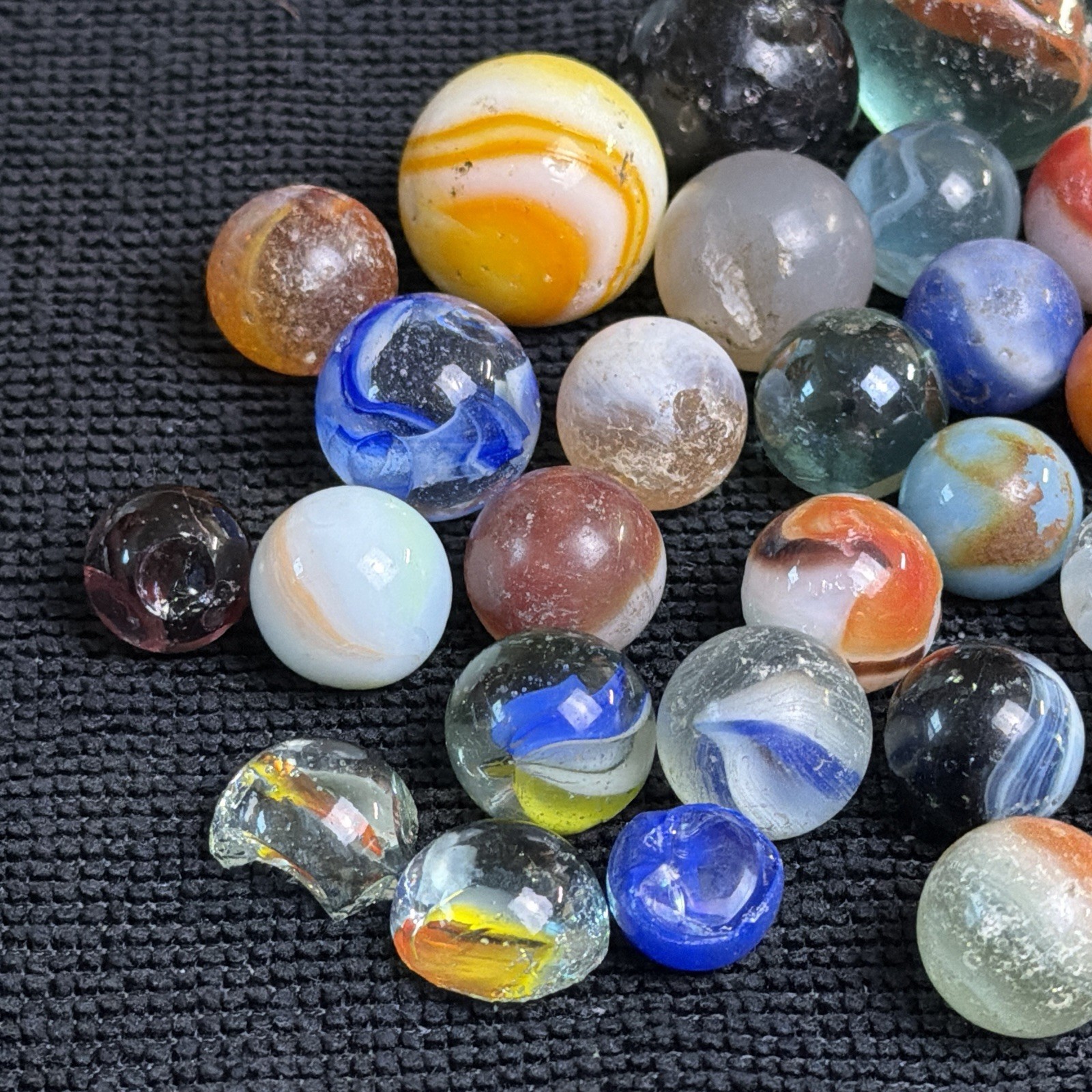 Vintage Marbles Broken and Damaged Craft Job Lot Assorted