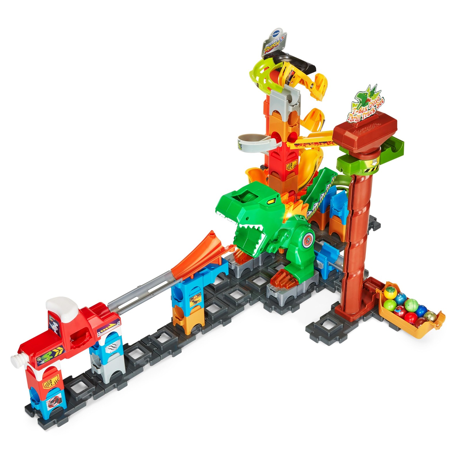 VTech Marble Rush T-Rex Dino Thrill Track 29.3″ x 17.4″ x 21.7″, Multicolor