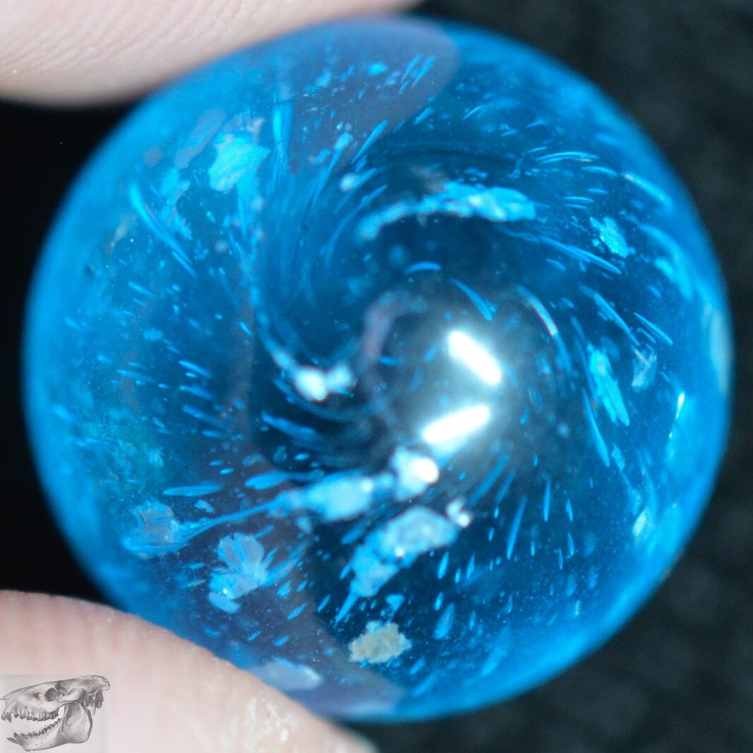 Handmade Aqua Blue Mica Marble, 9/16 in, Polished, 1860-1920, Germany S905
