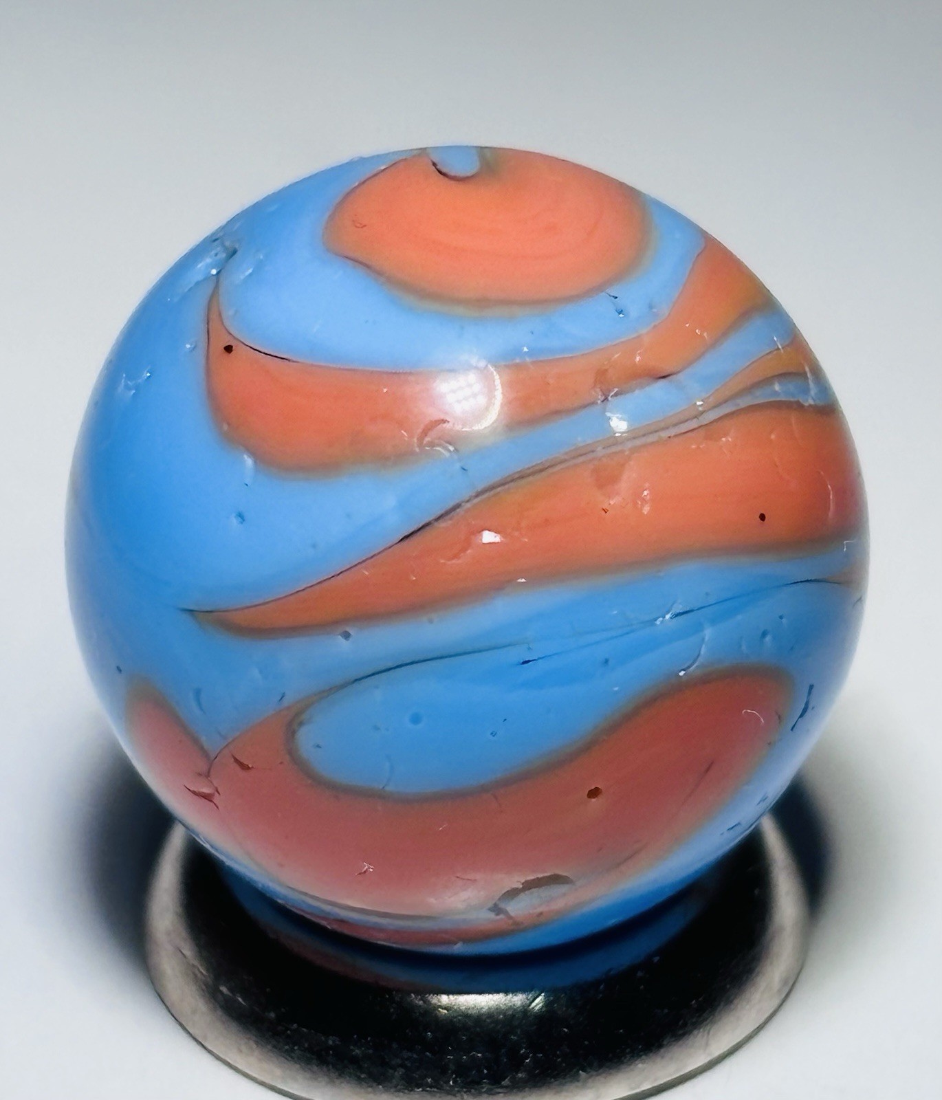 Christensen Agate Co Two Color Flame Swirl Marble.67” In Near Mint- Condition