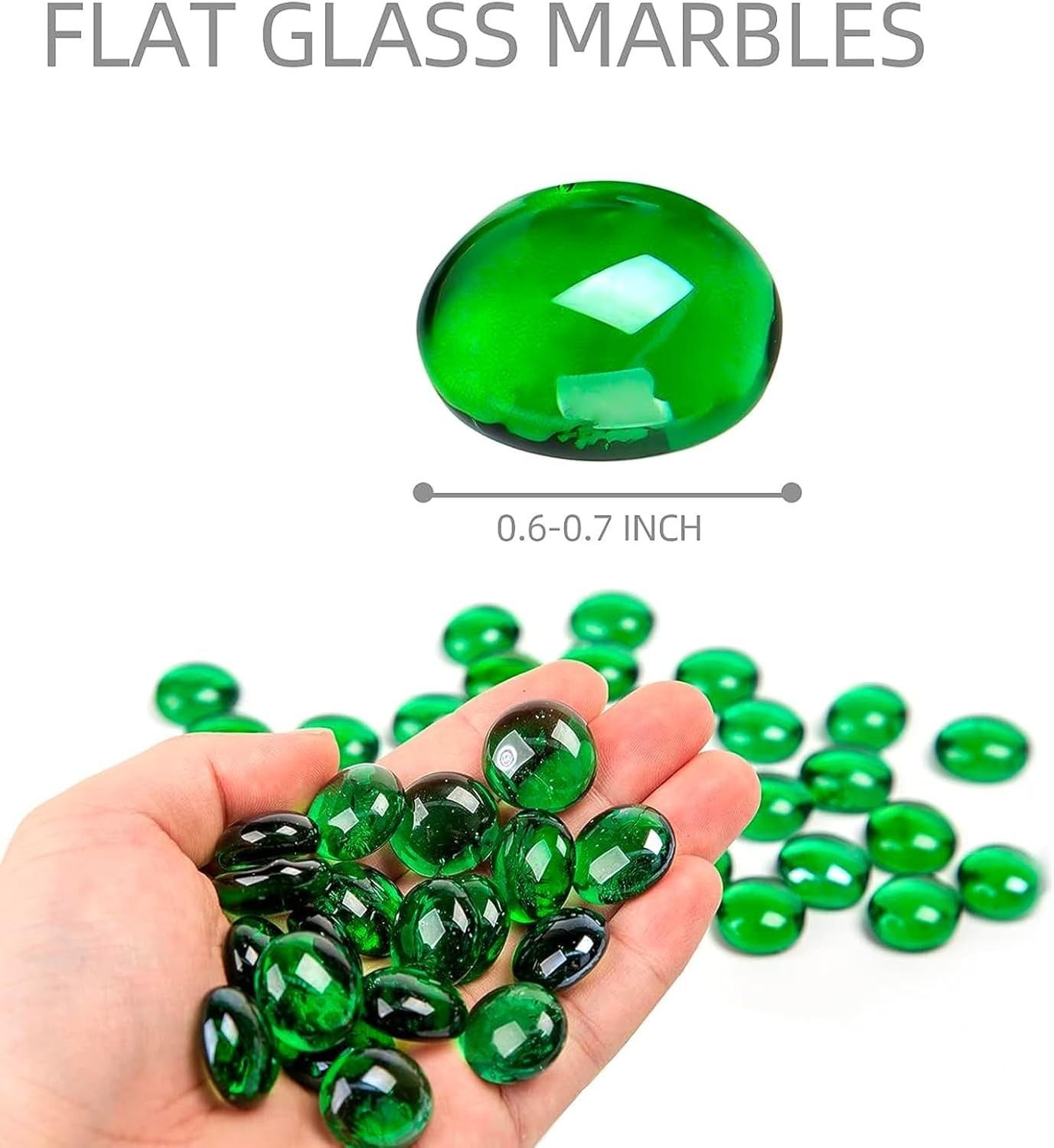 Translucent Green Flat Glass Pebbles, 0.6-0.7 Inches – Ideal for Crafts & Decor