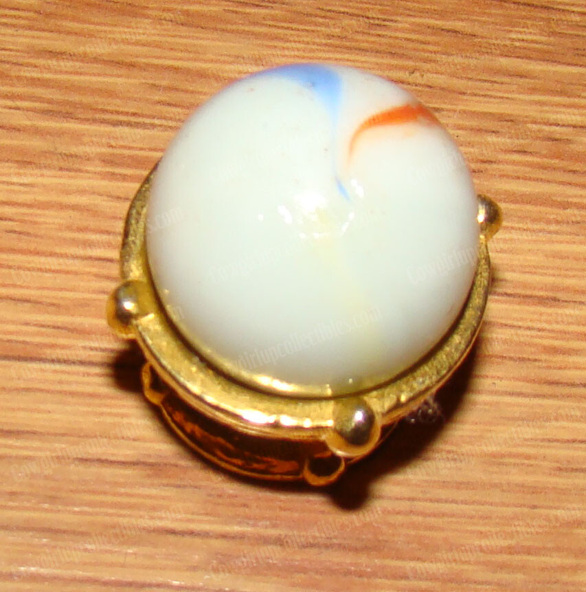 Vintage COMET Boss Shooter, Milk Glass Marbles, 6pcs. – Yellow, Green, Orange