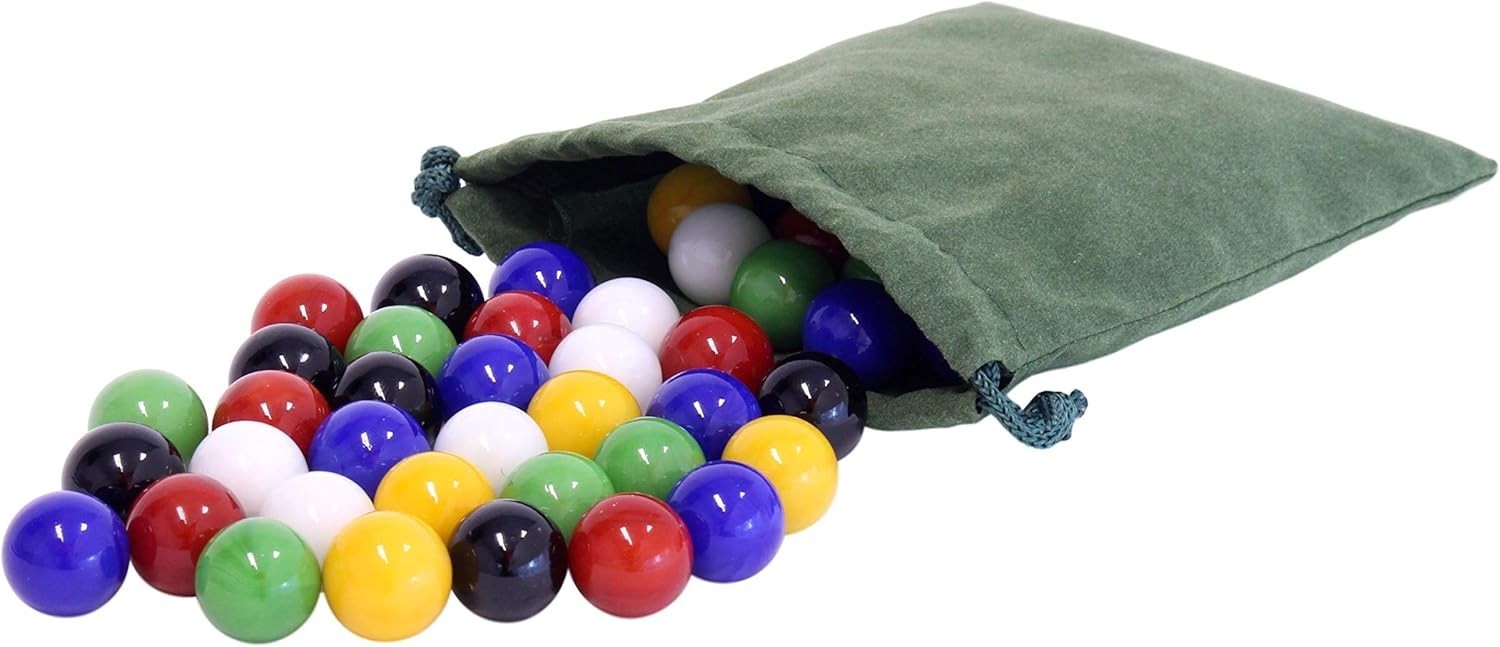 Replacement Glass Marbles Bag – 60 Colorful 18mm Pieces in Drawstring Pouch