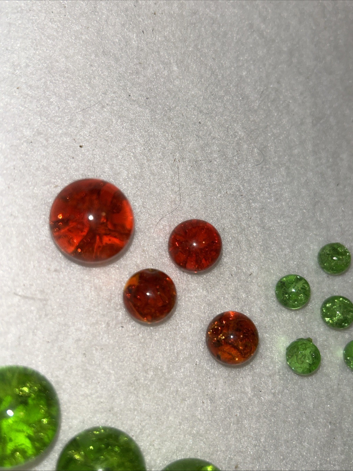 Vintage Vitro Crackle Glass Marbles Lot Various Sizes & Colors 21 Pcs.