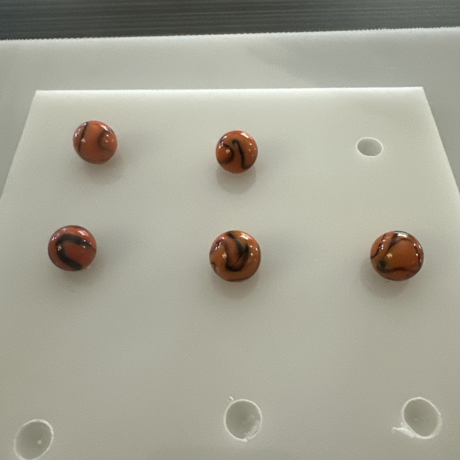 16mm Bengal Tiger Glass Player Mega Marbles Pk of 5 Orange w Black Swirls Vacor