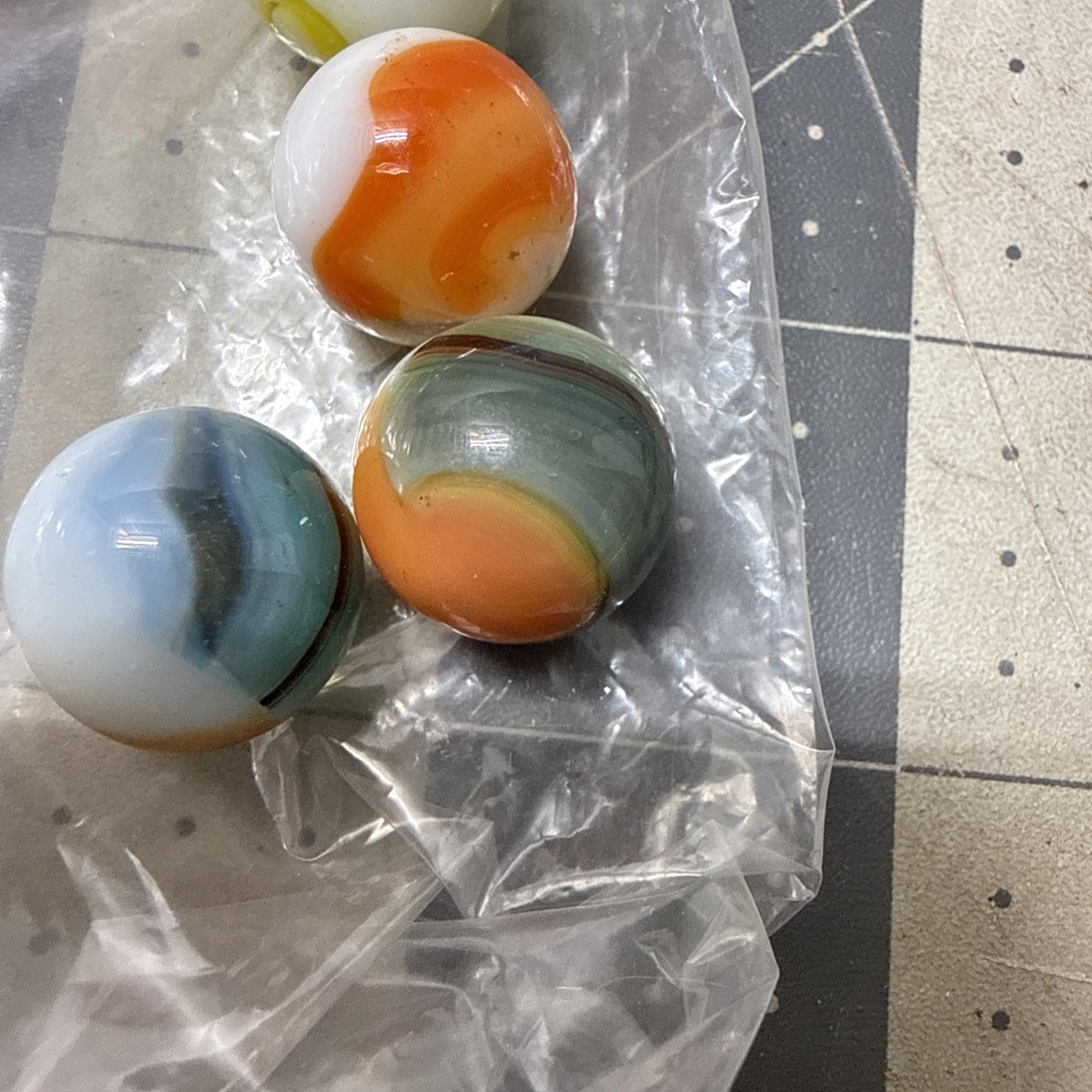 Vtg 1940s -1970s MARBLES Lot of 10 Tri-colors Peltier? Akro Agate? Christensen?