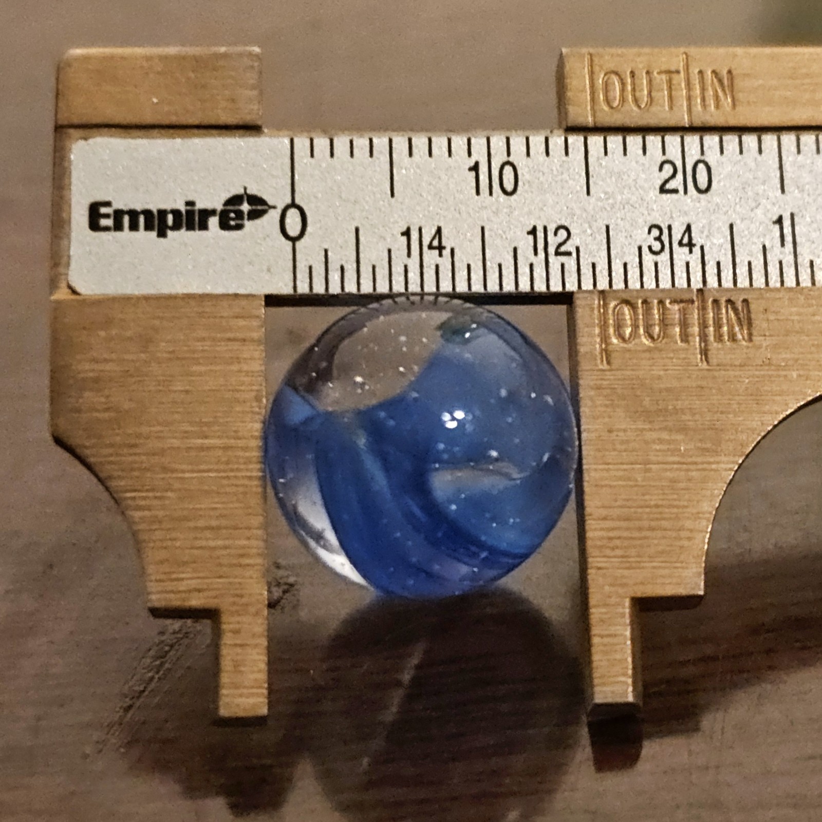 Vintage CE Bogard Blue Floppy 4-Lobe Cats Eye .593″ Glass Marble
