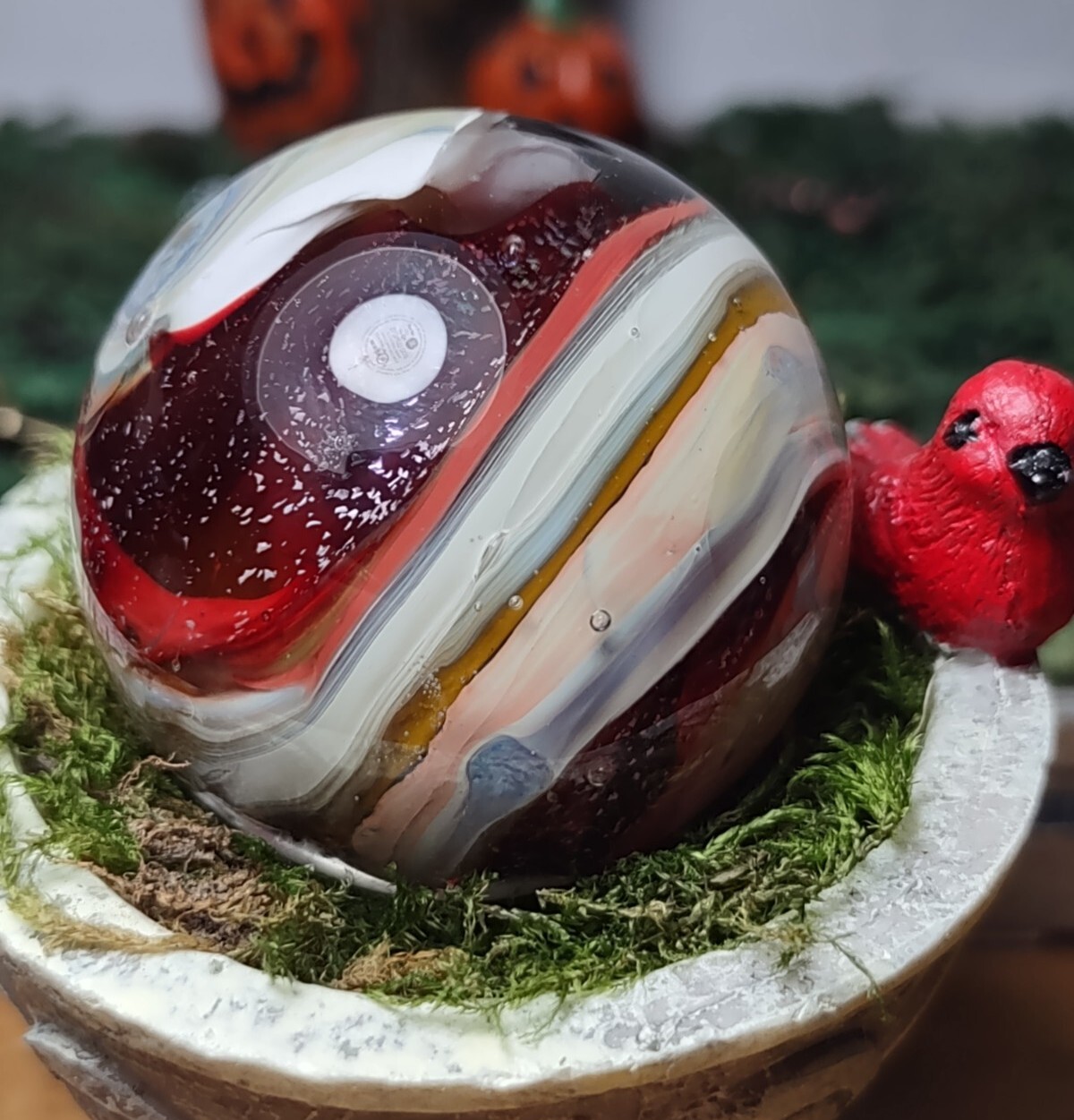 1.31″ LG Multi-Color SPIRAL✨🐚 Swirl Contemporary Studio Art Glass Marbles READ