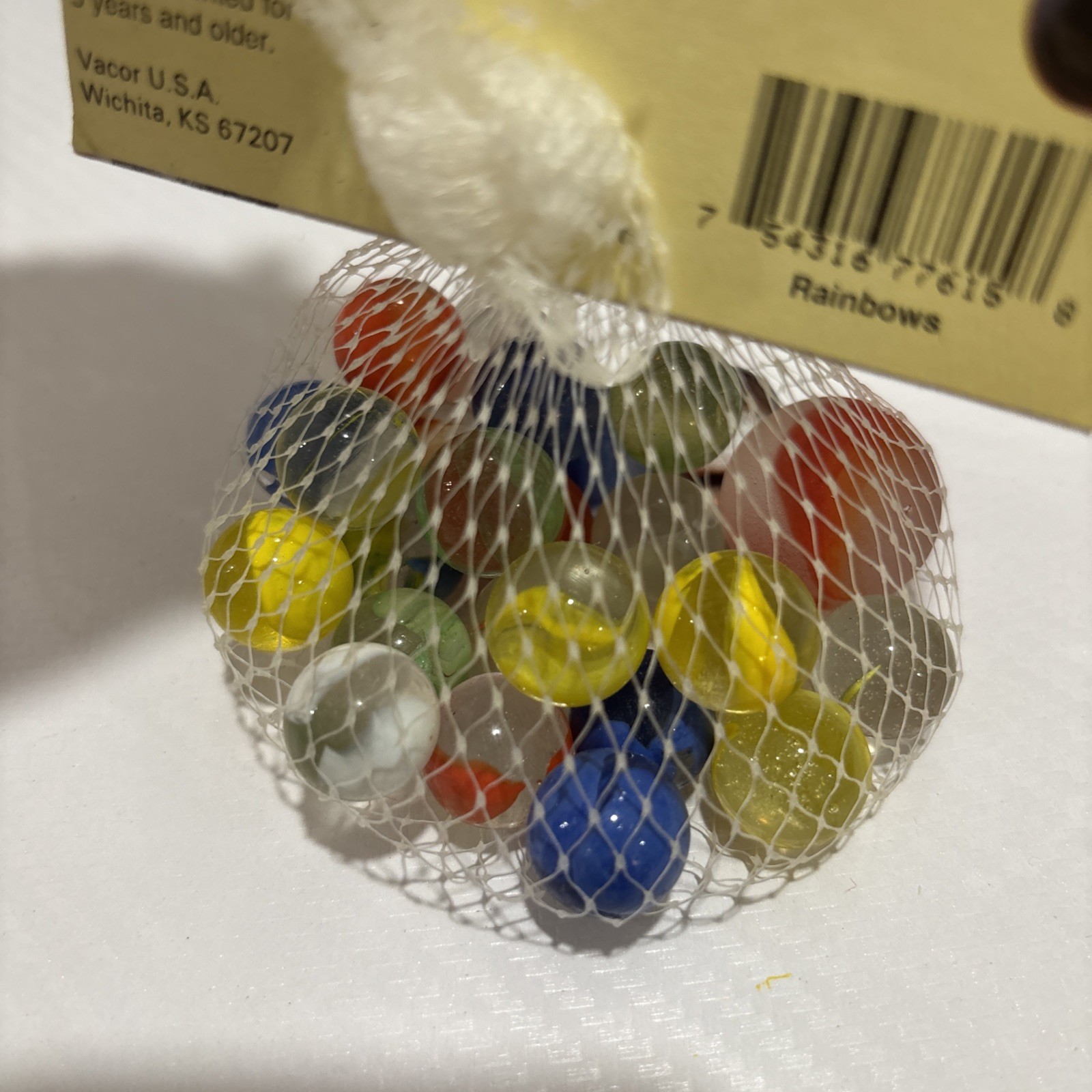 “RAINBOWS” VACOR MEGA MARBLES Vintage 1990s Net Bag 24 16mm/1 25mm Shooter