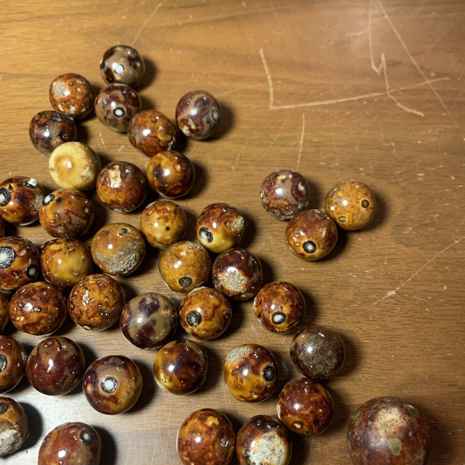 Vintage Bennington Marbles Lot of 50 Brown Salt And Glaze 1 Shooter