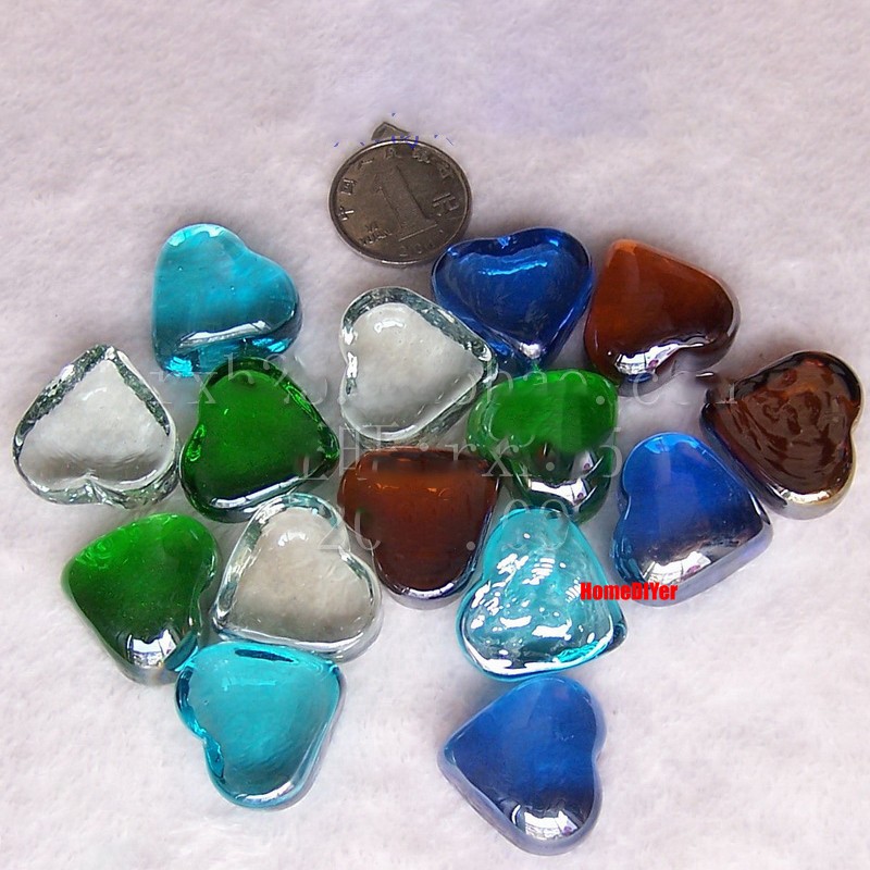 Colour Glass Heart Shape Marbles Beads Fish Tanks Vase Wedding Favour Decoration