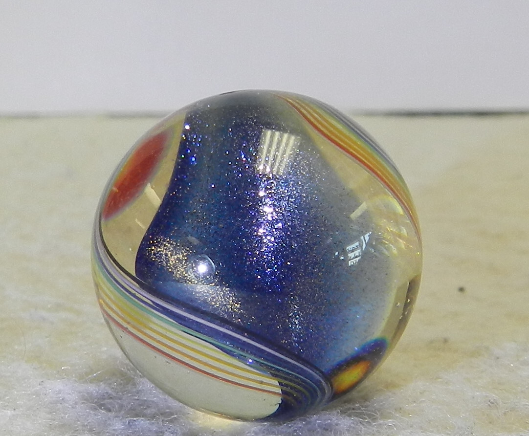 #15704m Nice Handmade Contemporary Wald Glass Marble With Lutz .79 In 1994 Mint