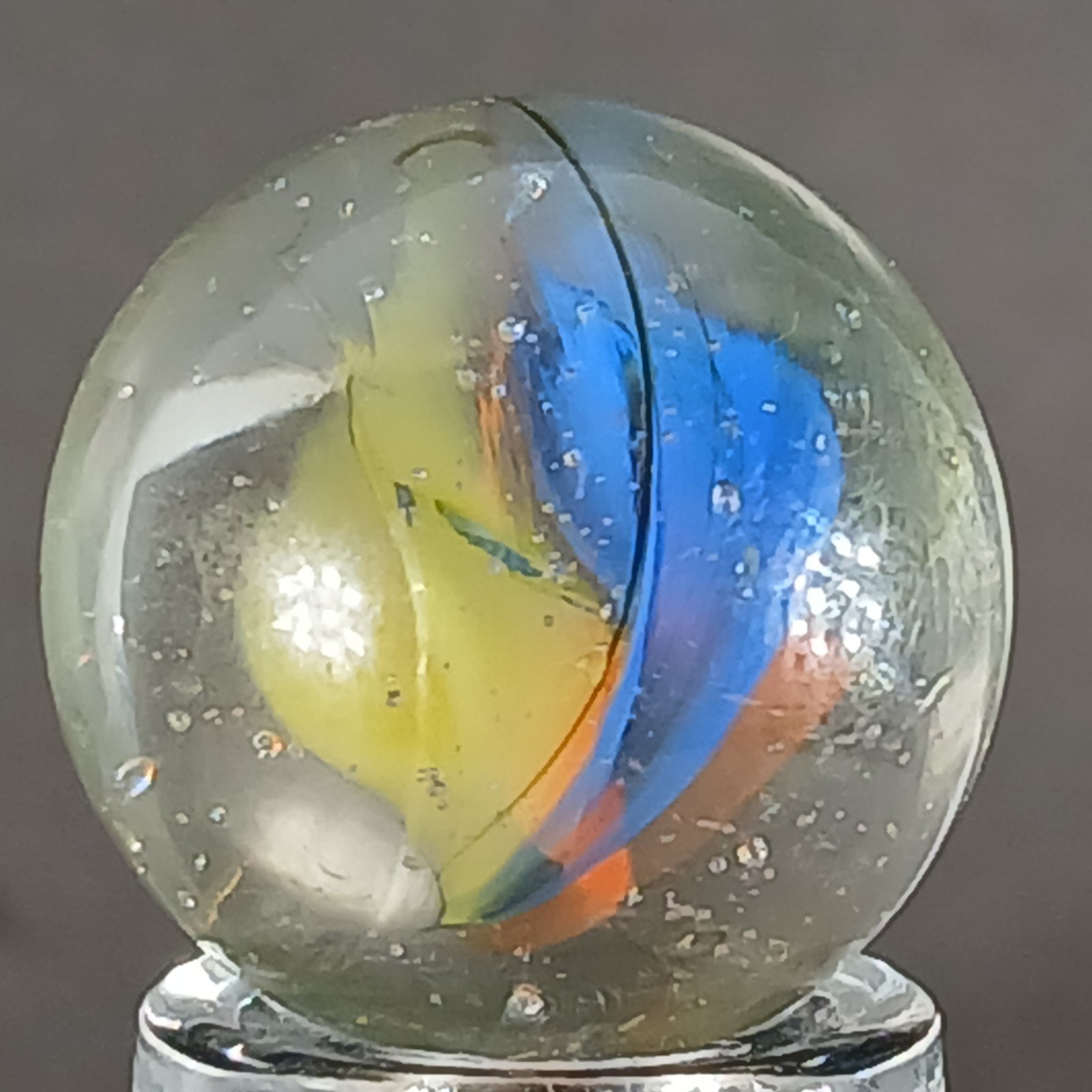 Vintage Tri-Color Hybrid Cat’s Eye Marble .59 Inches Near-Mint Condition