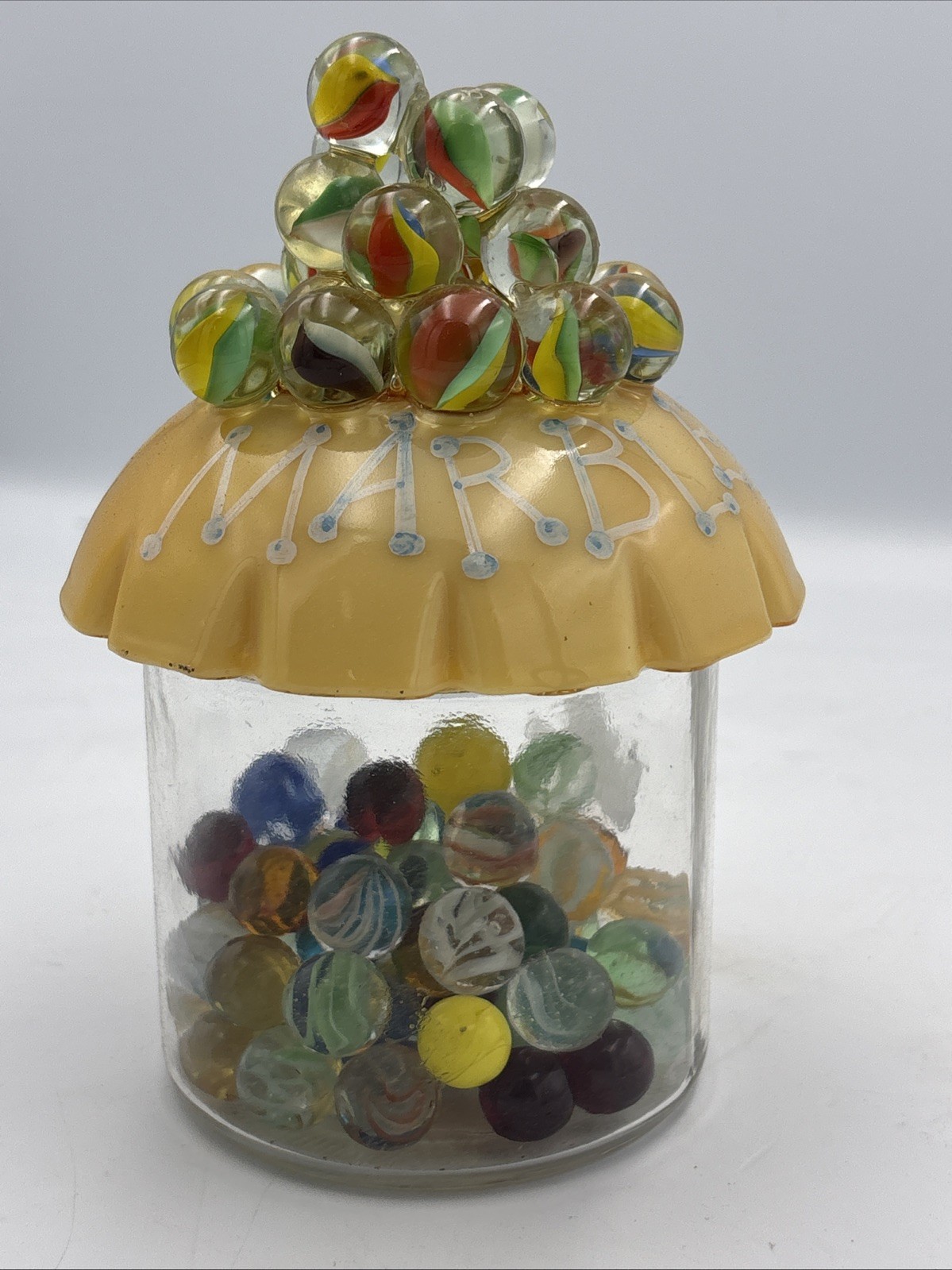 Custom Marble Container With Multicolored Marbles