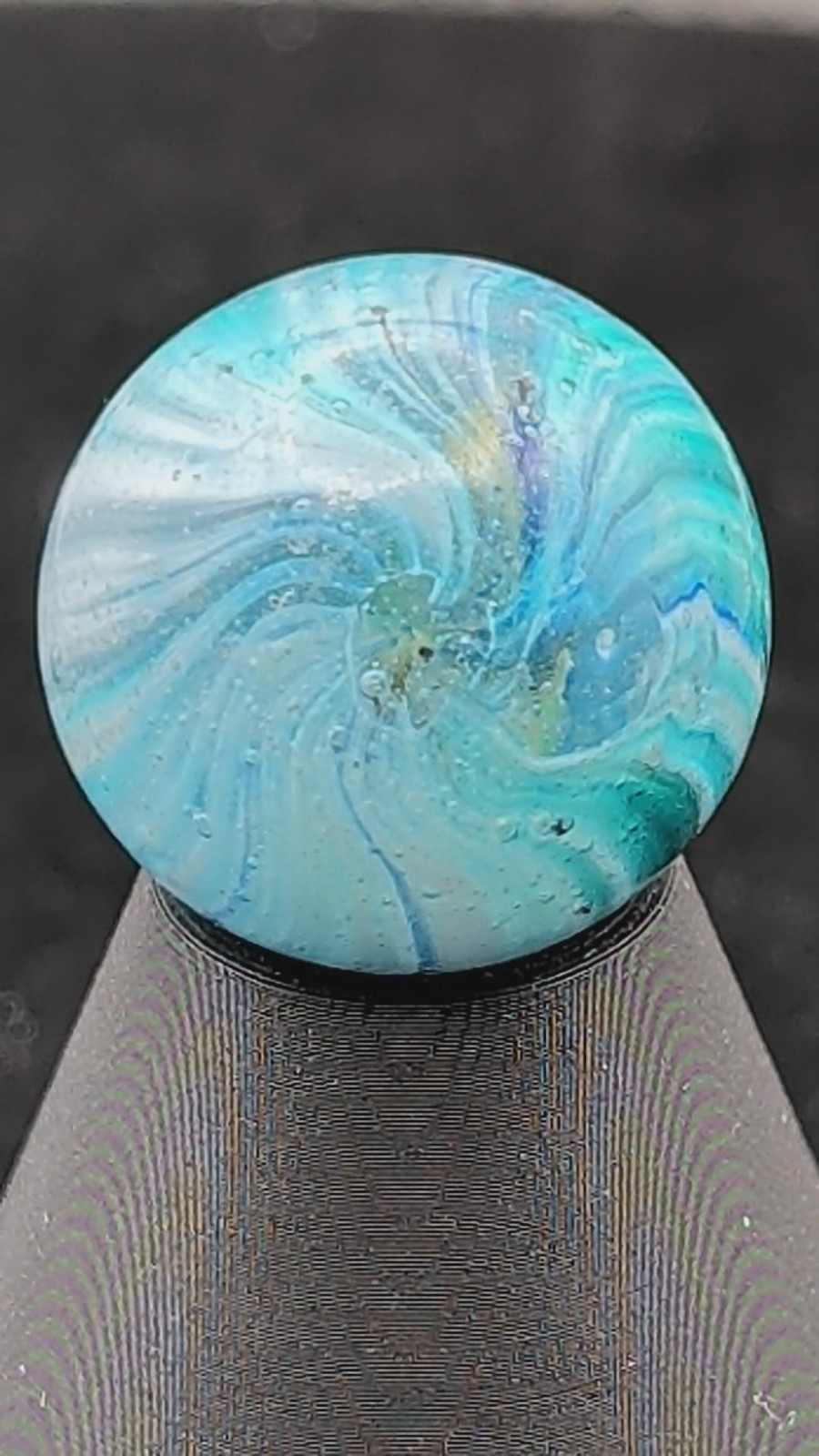 Antique German Onionskin Marble – 13/16″ (21mm) – Blue/White Vortex – 12.96g