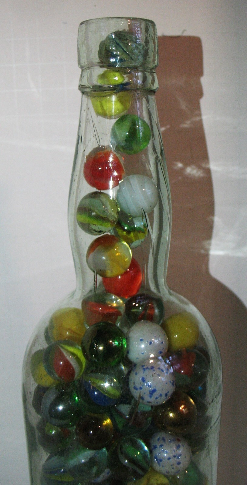 Whisky Bottle of Machine Made Marbles Various Makers +Types many 5/8″ dia