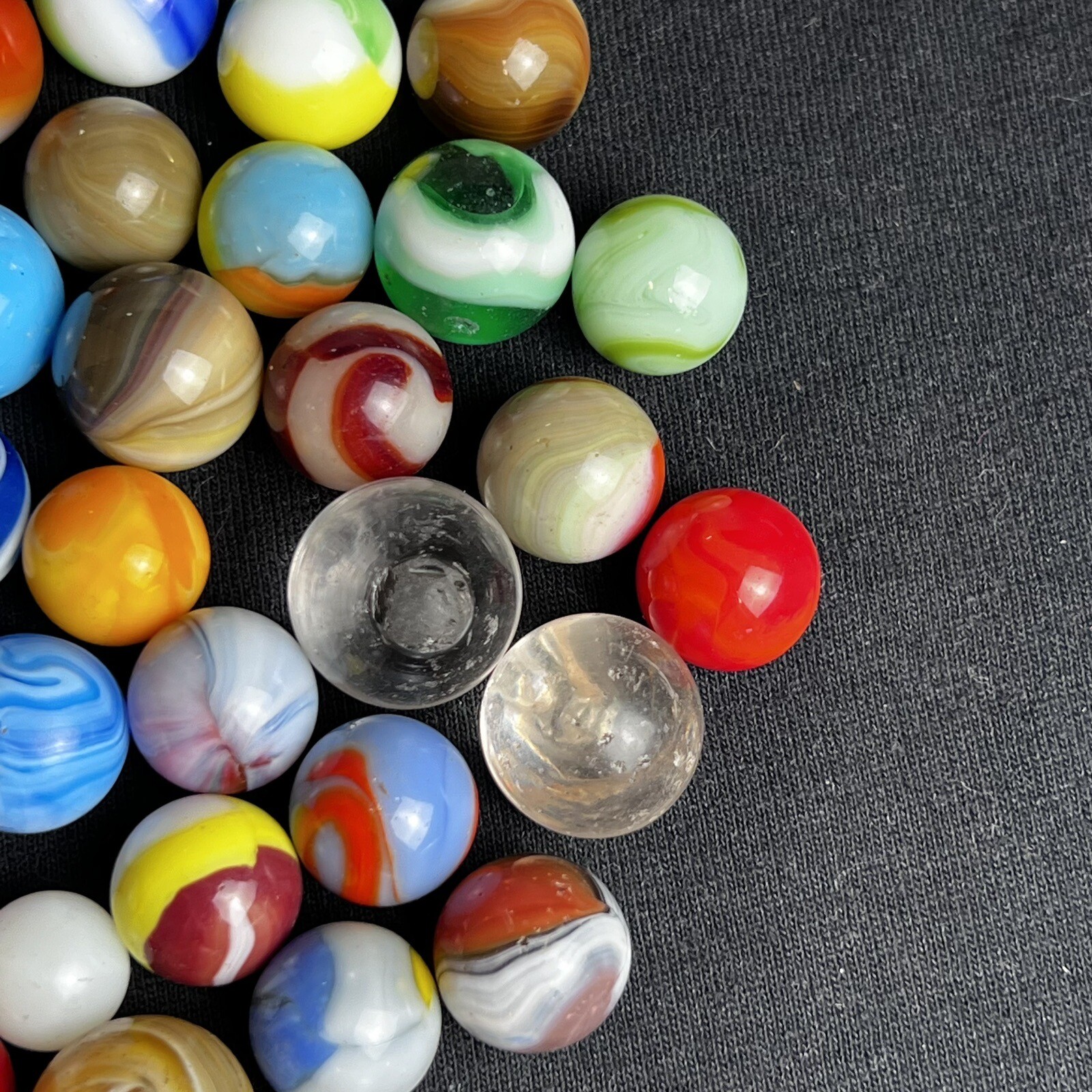 VTG Old Glass Akro Agate Peltier Christensen Glass Swirl Marble 44 LOT NICE!