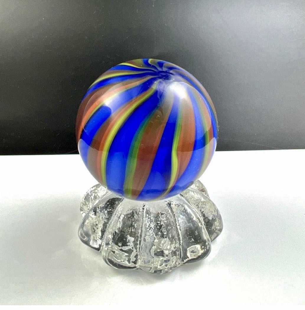Hand Blown 2005 Art Glass 50mm Ribbon Swirl MARBLE – Signed