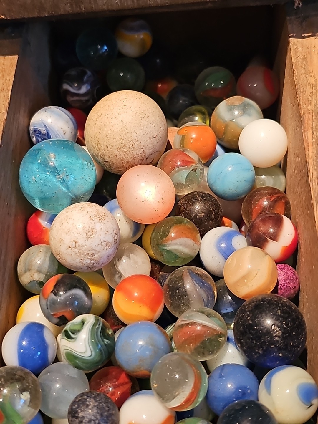 Lot of Antique Vintage assorted Marbles Various Colors sold as found good luck
