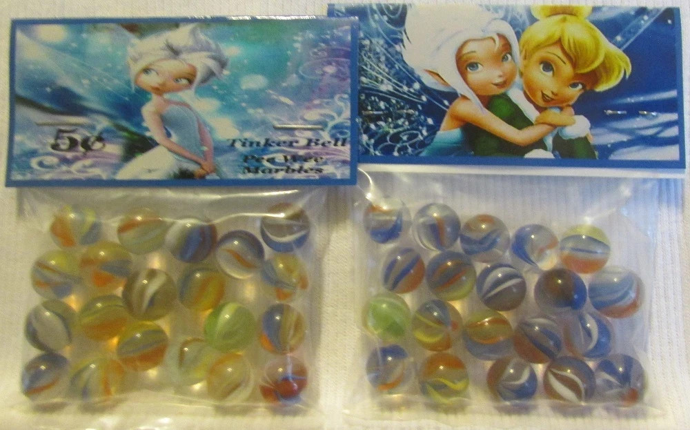 2 Bags Of Tin ker Be ll Cartoon Pee Wee Marbles Promo Marbles