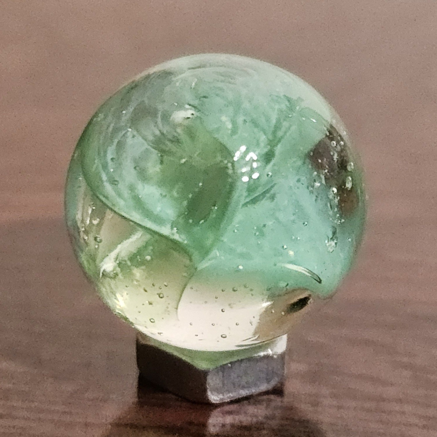 Vintage CE Bogard Mint Green Floppy 4-Lobe Cats Eye .625″ Glass Marble