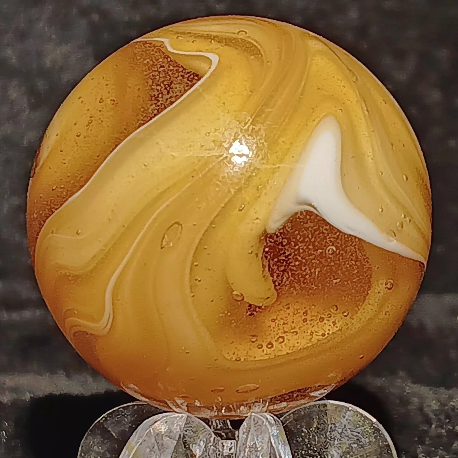 Xtra Large M.F. Christensen Slag Marble. 1.21″ Wet Mint. Htf Transitional. Wow