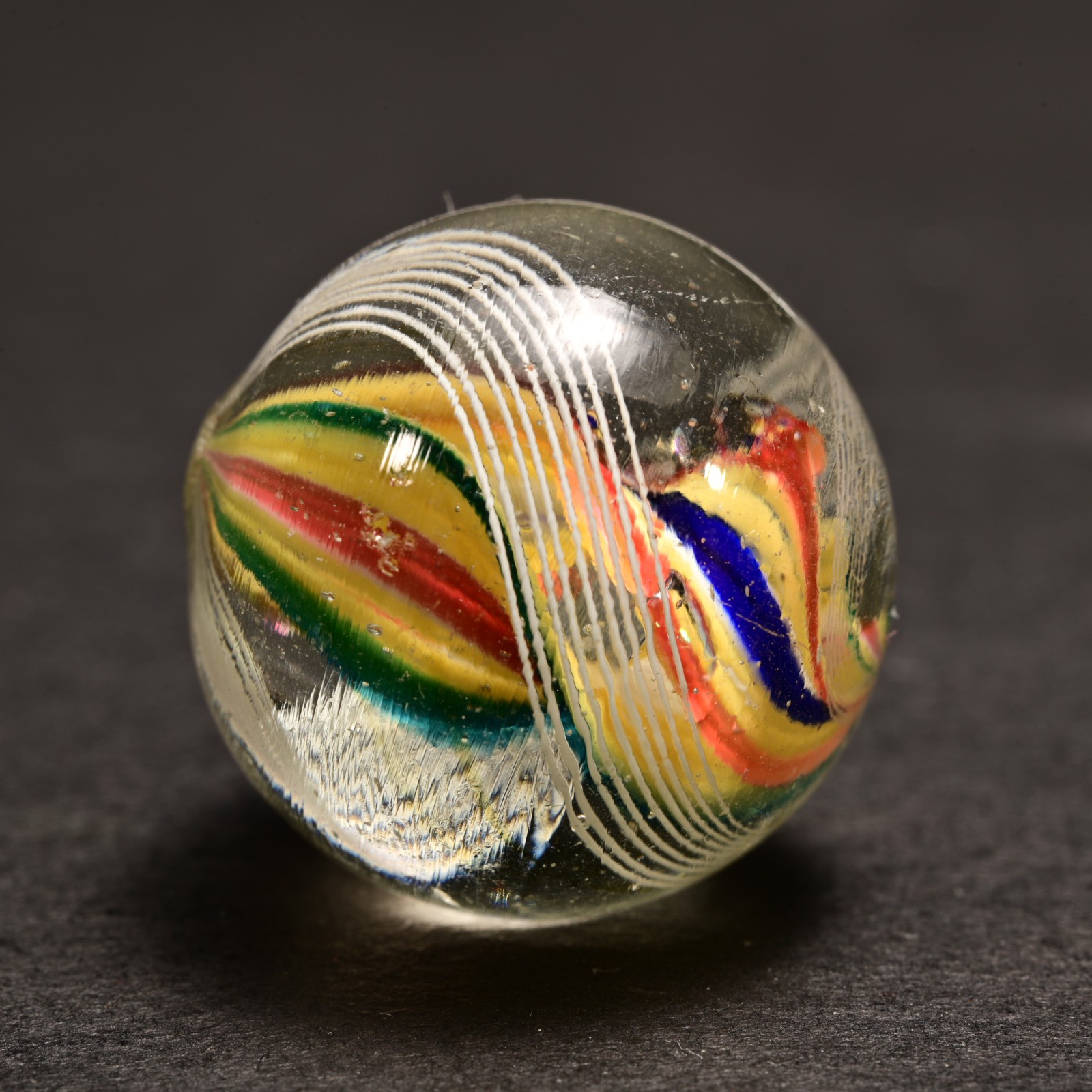 Double Ribbon Core German Handmade Antique Marble Jazzy Swirl 22.7mm 7/8”