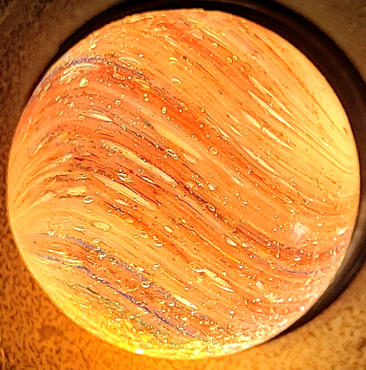 TOY MARBLE onionskin light shrunken tornado swirl ,0.96” mica pink, blue EOC