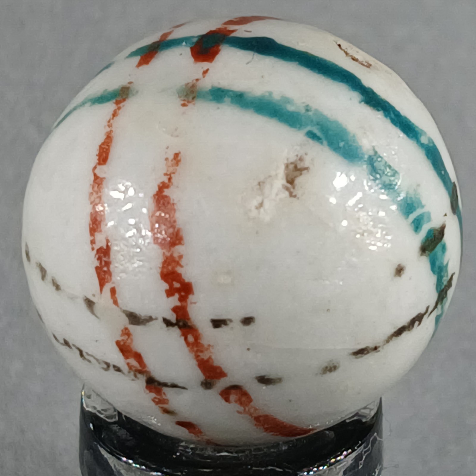 Vintage German Handmade China Glazed Lined Marble .67 Inches NM Condition