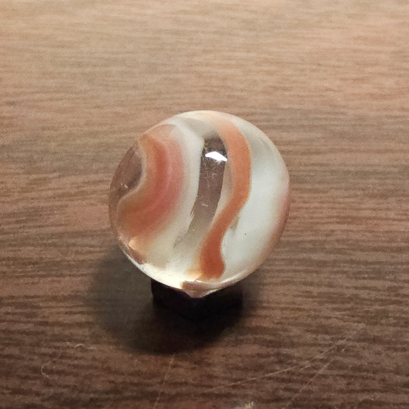 Vintage Vacor Burnt Orange White Spaghetti Ribbon .625″ Glass Marble