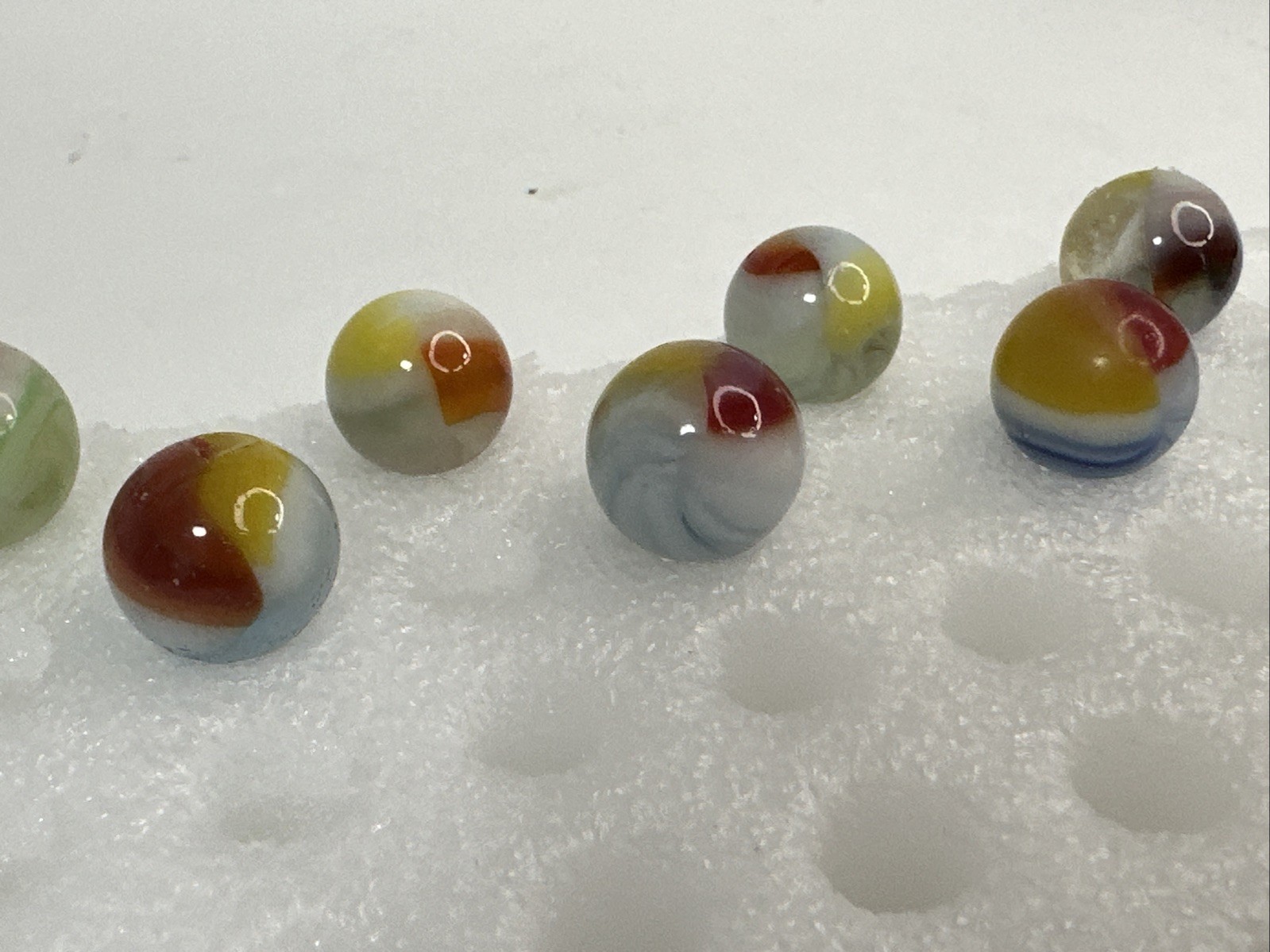 016 Lot 9 Vintage Vitro Tri Lite Elite Marbles. Played With