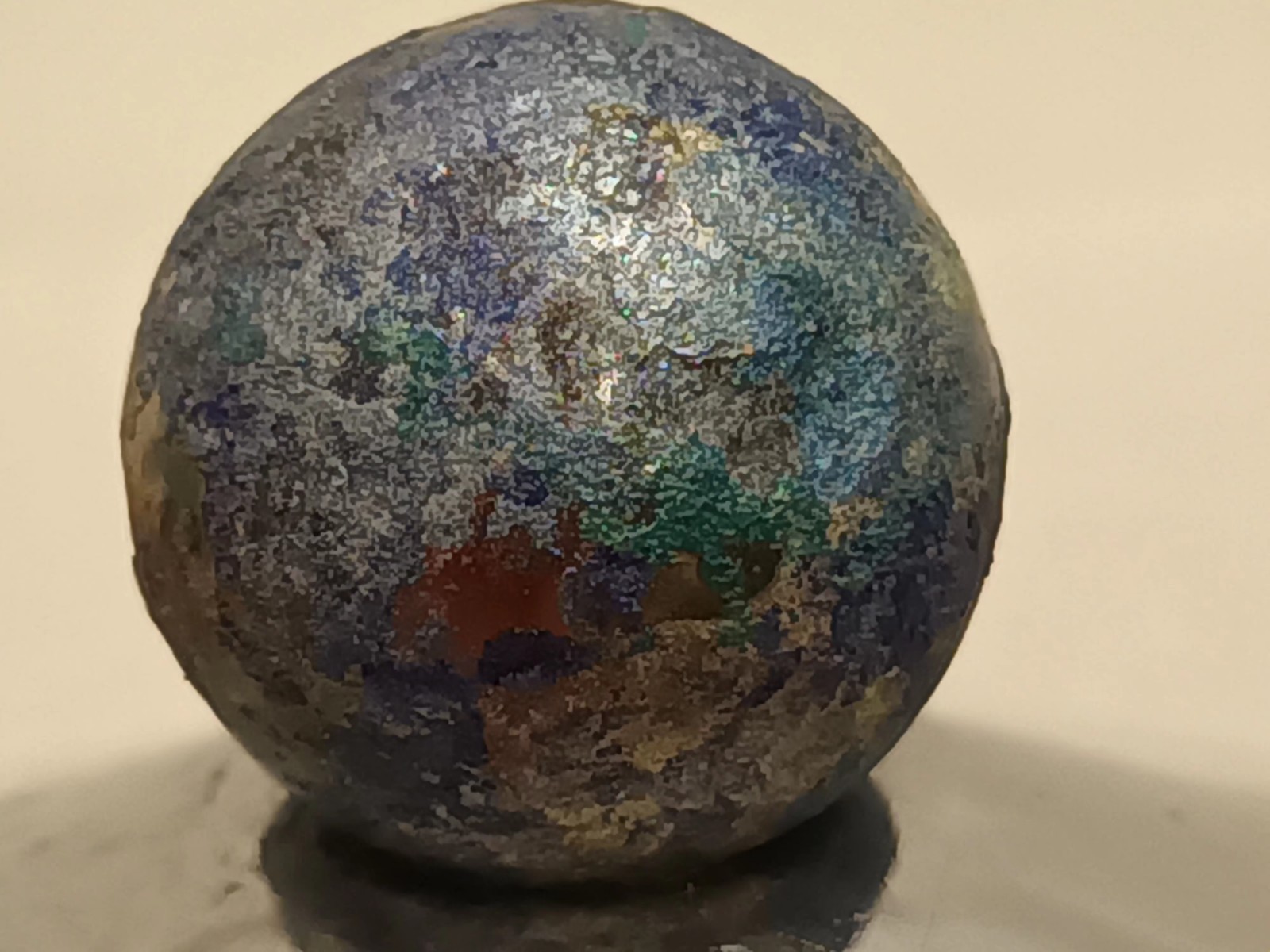 Cool Aqua Blue Planet Themed Design Collectible Handmade Hand Painted Art Marble