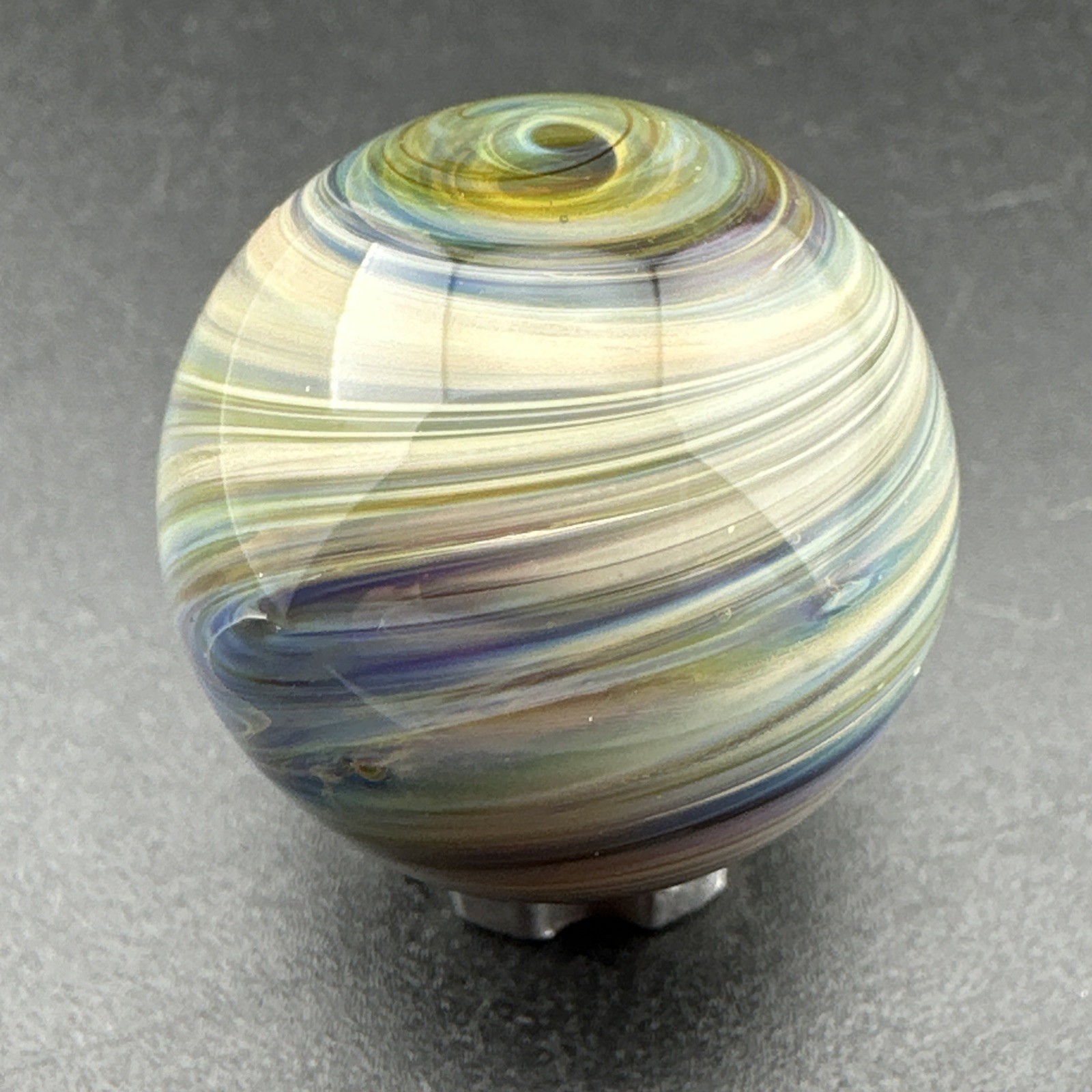Contemporary Handmade Art Glass Marble .89″ Layered Swirl MIB, Boro Chaos Design