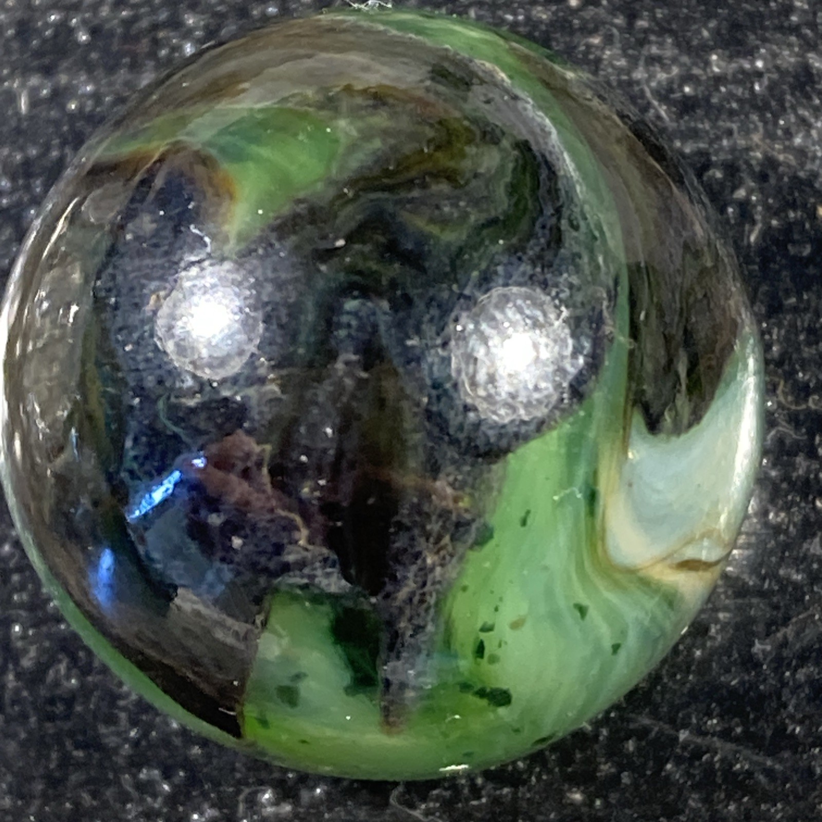 One (1) 2008 JABO Peltier Mansion Run .78” Silver Strike Marble F1
