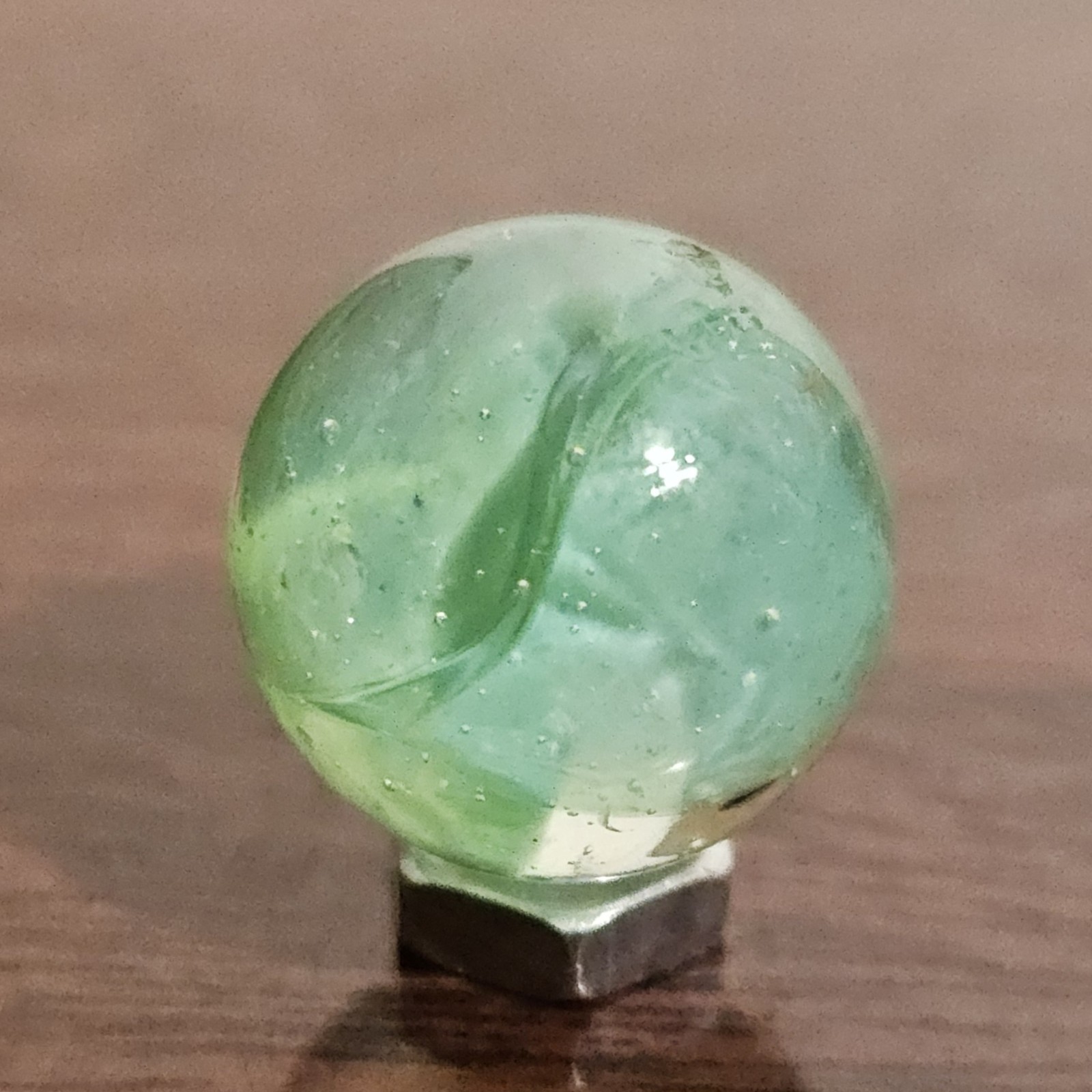 Vintage CE Bogard Mint Green Floppy 4-Lobe Cats Eye .625″ Glass Marble