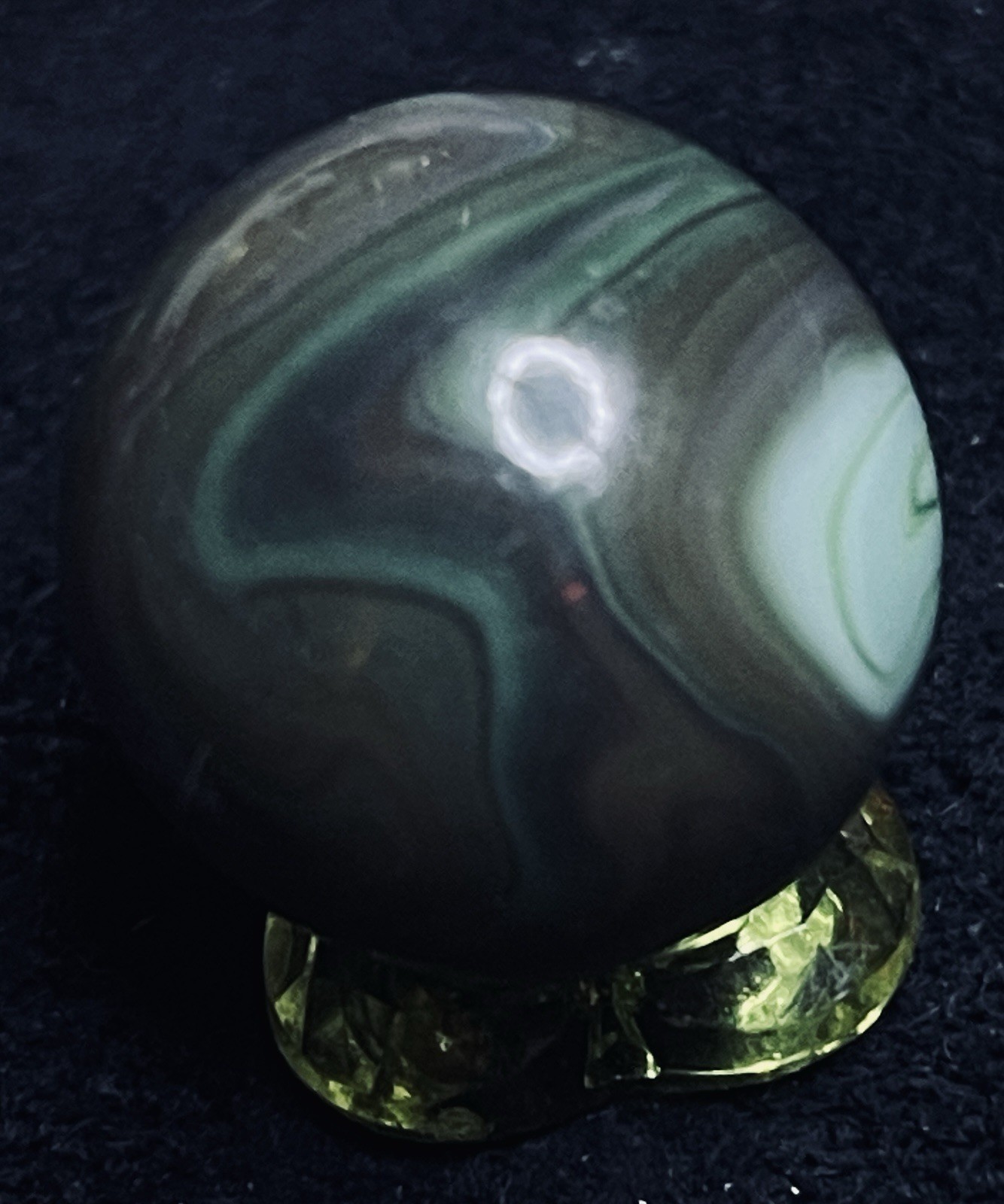 Master Marble Vintage .885” HTF Swirl Shooter. Earthy Greens, Browns & Purple.