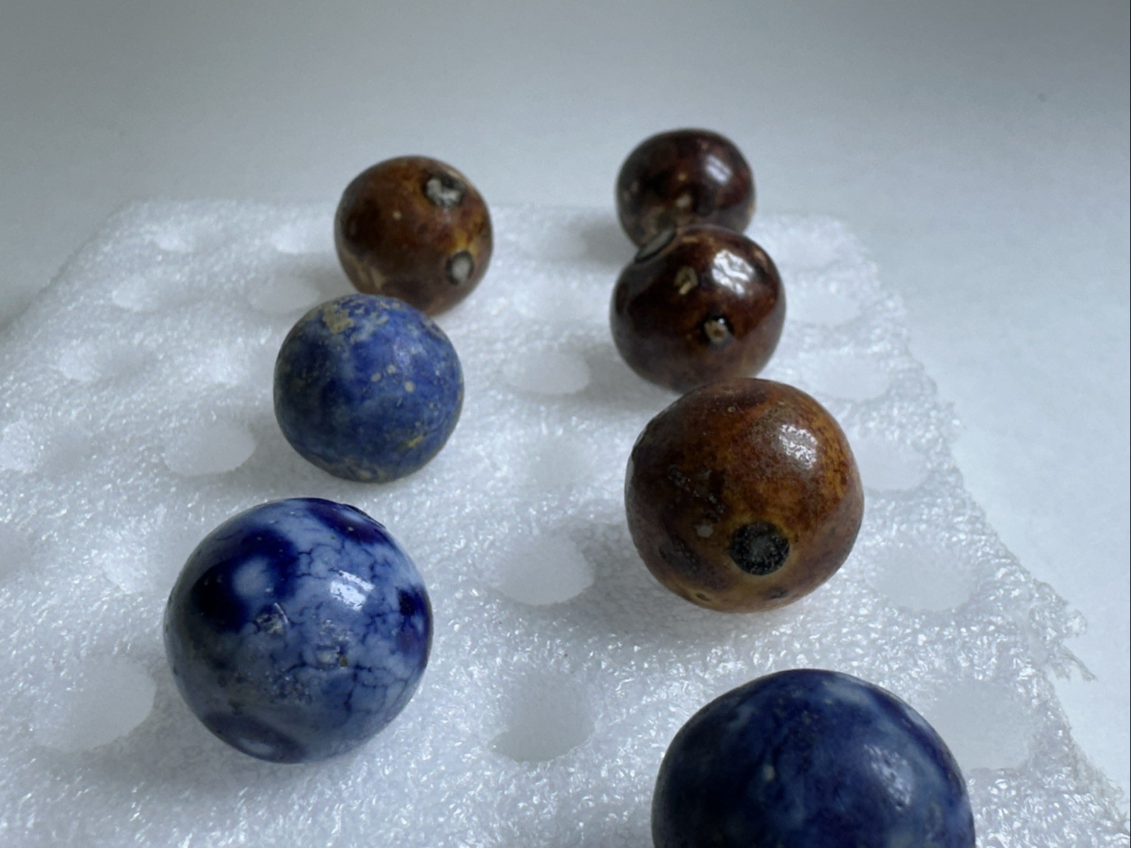343 Lot Of 10 Vintage Handmade Clay Bennington Marbles! .713-.783”