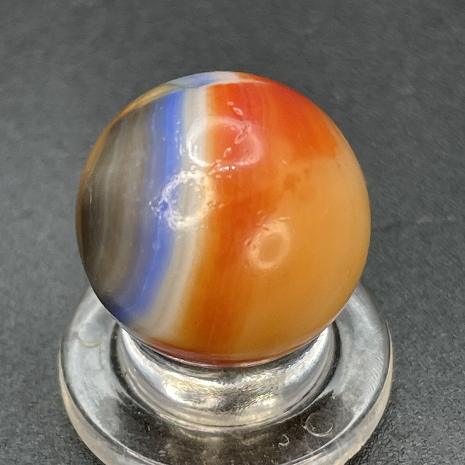 Blue Line Yellow Jacket Color Blended Vitro All Red Vintage Marbles 0.629”