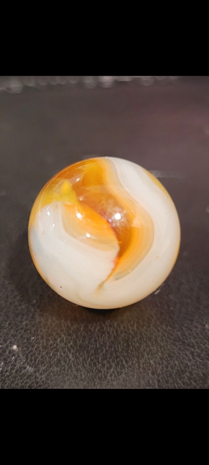 Perfect Mint 3/4″ D.A.S Or Jabo Marble. Beautiful White Swirls On An Amber Base