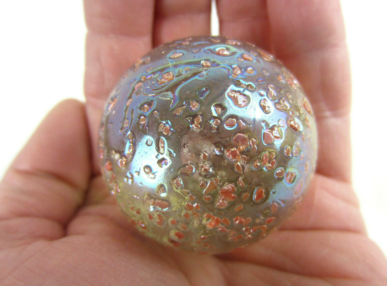 TOE BREAKER 50mm (2″) PRINCESS Pink Glitter Confetti Marbles glass Ball HUGE