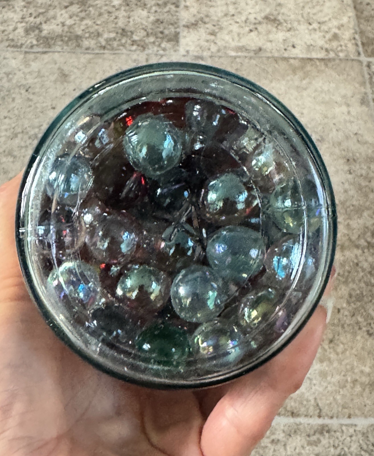 Vintage Ball Perfect Mason Jar Filled with 165+ Mixed Glass Marbles – Aqua Blue
