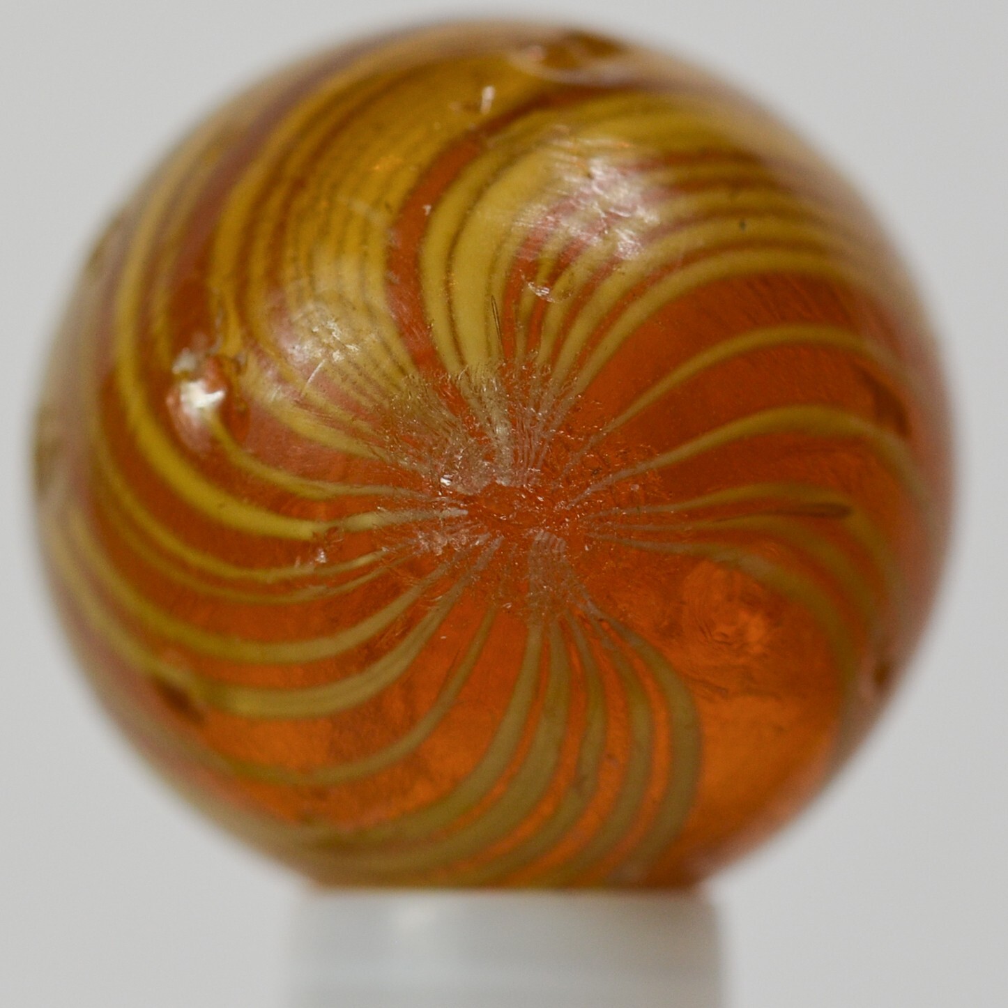 Handmade Gooseberry Marble, Amber Glass, 11/16 in, Good+ to NM-, Germany, S1421