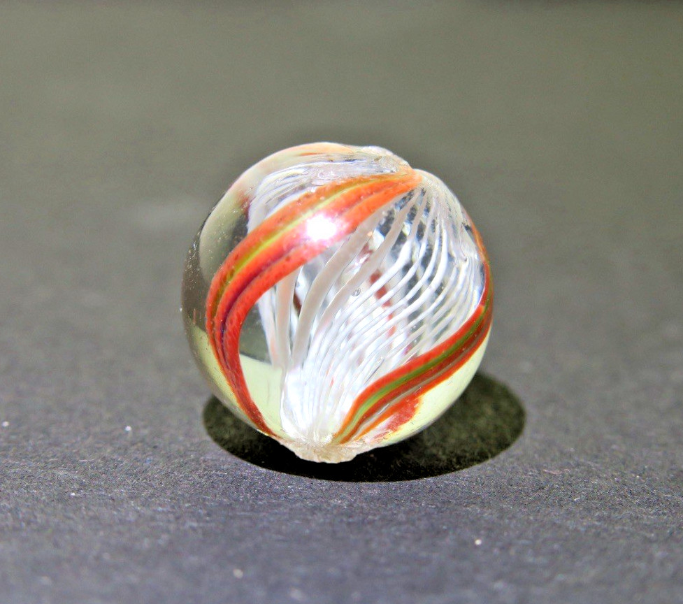 German Handmade Latticino Swirl Marble .56″ Polished High Clarity