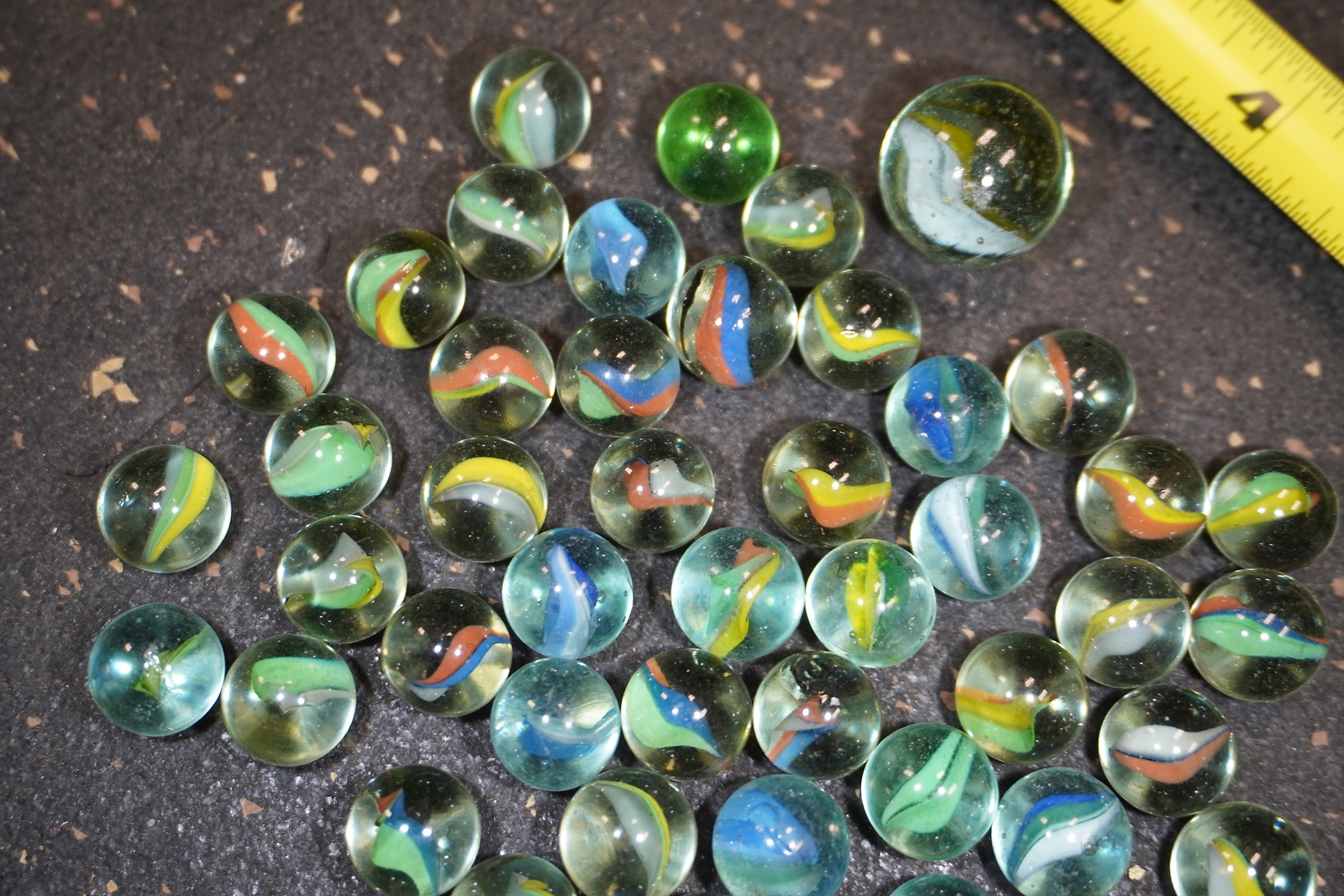Large Lot of Vintage 1950s 1960s Clear Cats Eye Marbles with Shooter