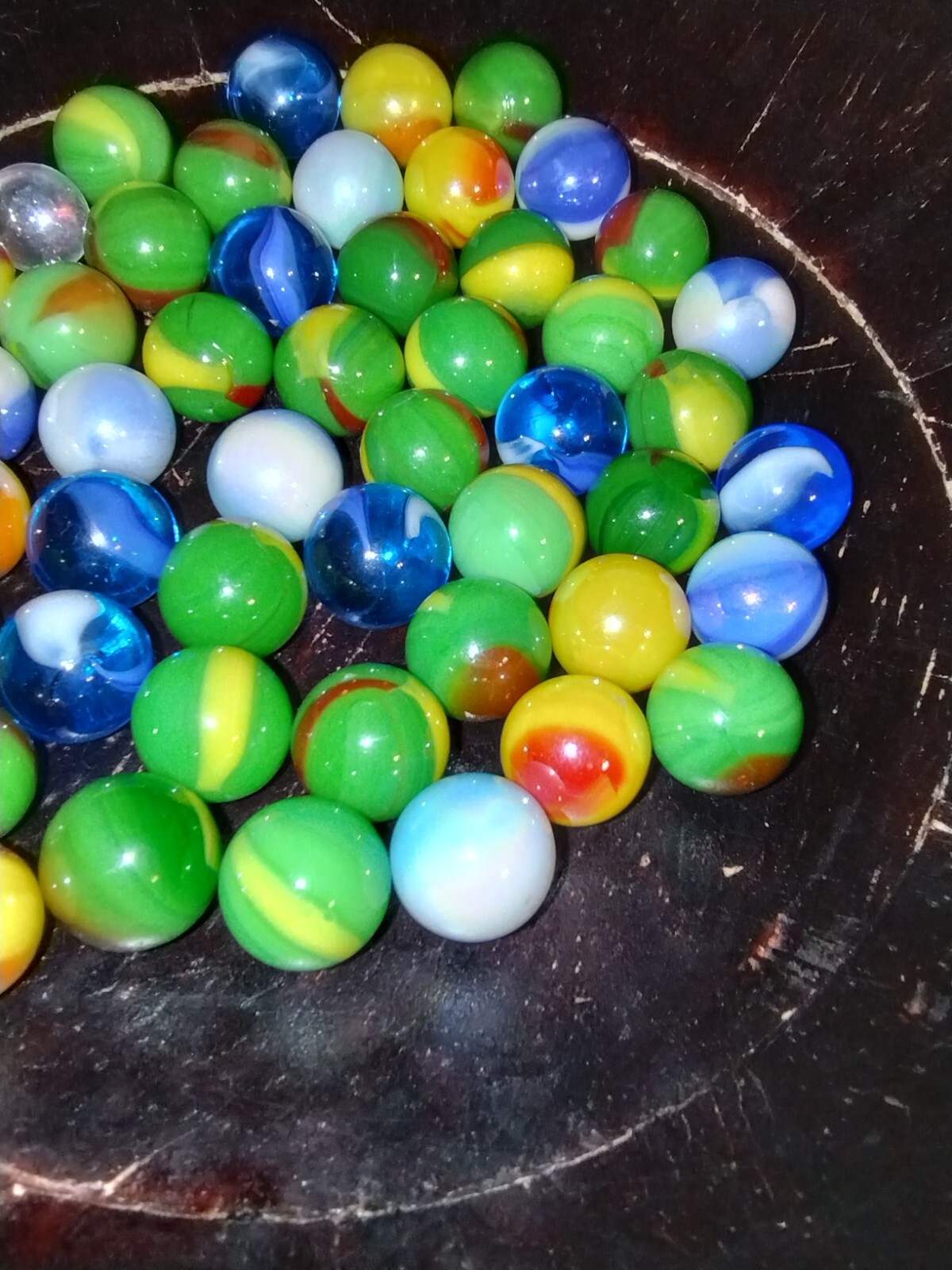 Lot of 50 Vacor / Mega Marbles 12mm Peewees : Dragon, Sun, Tiger Shark, Blue Jay