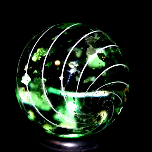 HOT HOUSE GLASS MARBLE/.992″-MICA LIME ICE-MICA PC.S THROUGHOUT,LIME,CELERY/FAST
