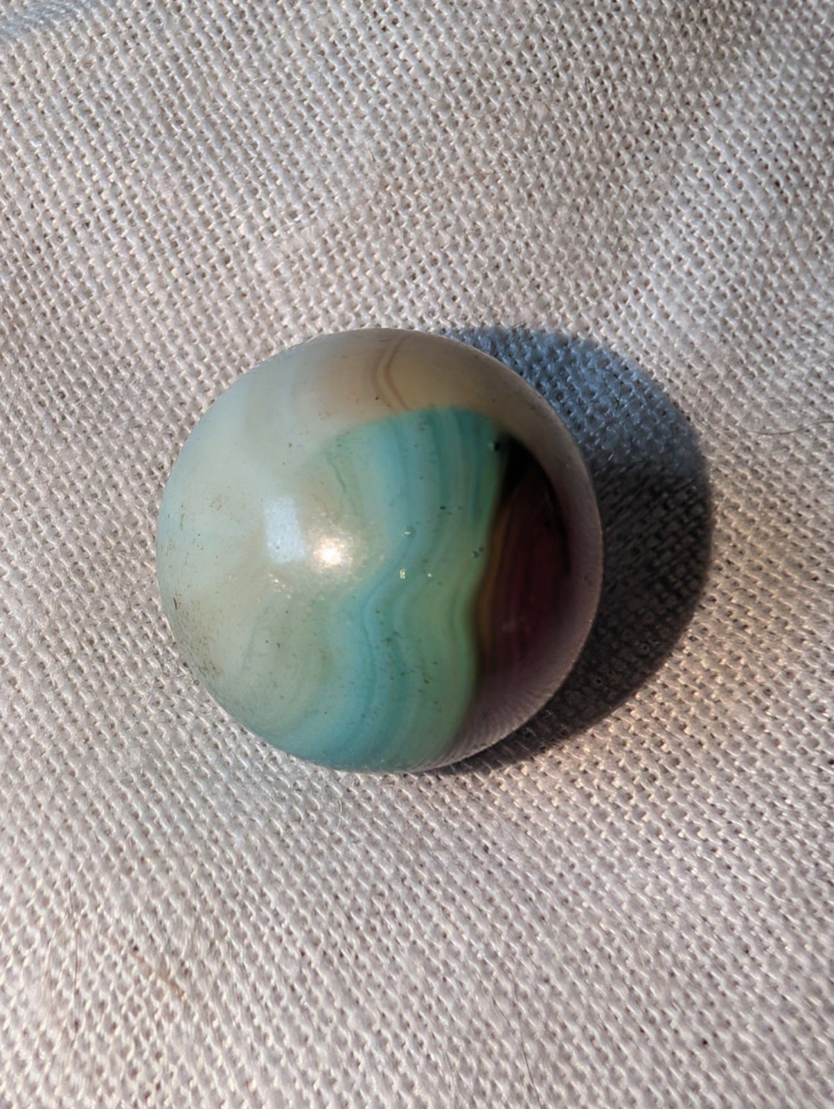 Vintage Peltier NLR Marble .59” Pastel Rainbo Cream/Teal/Burgundy Swirl