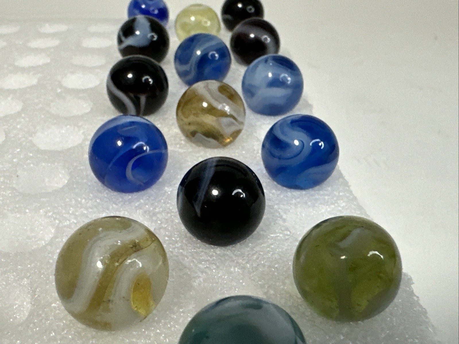 115 Lot Of 15 Vintage Alox Swirl Marbles!