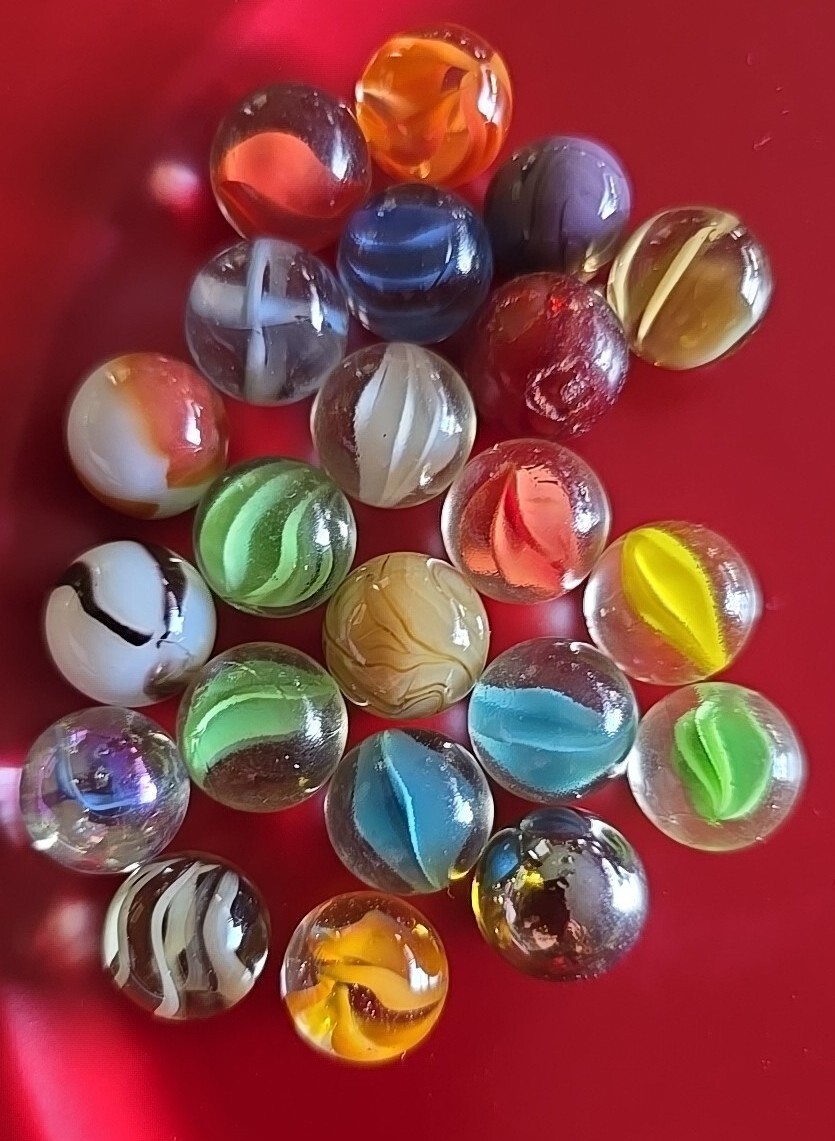 Twenty-Two (22) ~ Assorted Sizes ~ Multi-Colored ~ Glass Marbles (103)