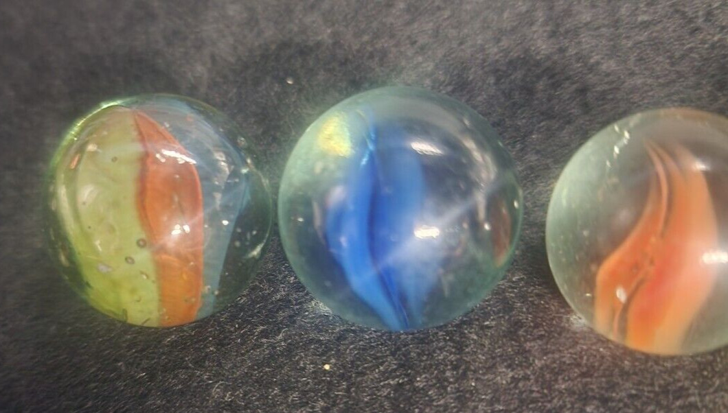 Great Set Of 4 Vintage Cats-Eye Marbles 1 Inch 1 Multicolor & Other Great Colors